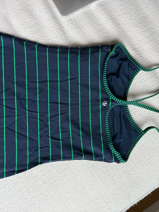 lululemon athletica Navy with Green Stripes Tank Bodysuit - Picture 2 of 2